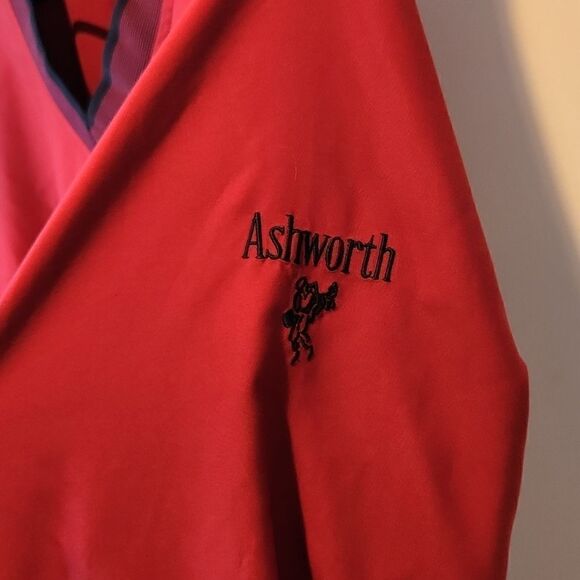 Ashworth Golf Weather Systems V-Neck Pullover Size XL Lined Wind Resistant Red - Picture 8 of 12
